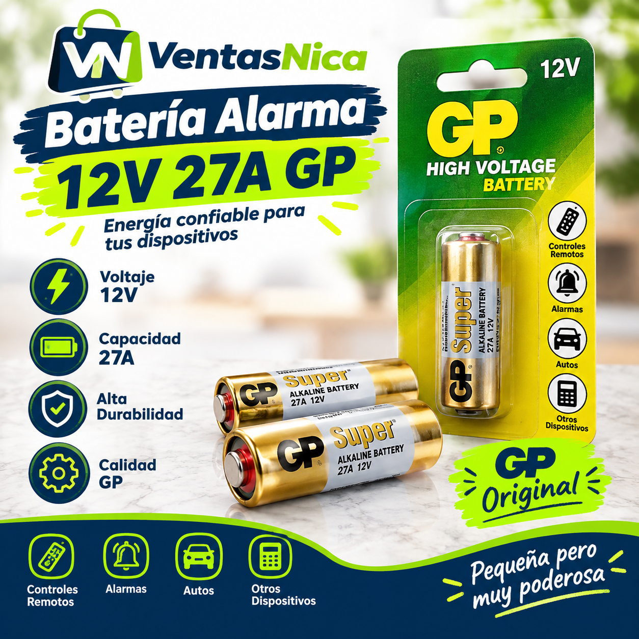 Electrónico Batería Alarma 12V 27A GP
